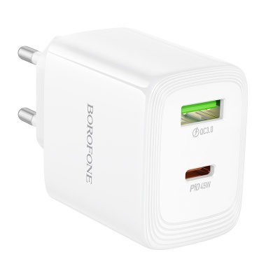 Сетевое зарядное устройство BOROFONE BN30 Cargador 1xUSB + 1xUSB-C, 45W, белый