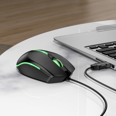 Мышь проводная HOCO GM37 Wonderful, USB, черный