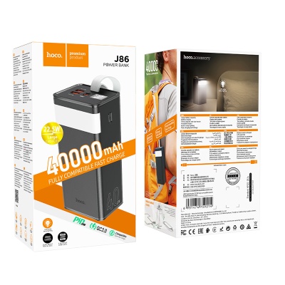 Портативный аккумулятор HOCO J86 Power Master, 22.5W, 40000 мА⋅ч, черный