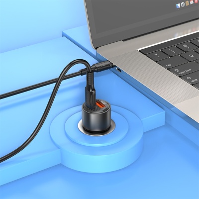 Автомобильное зарядное устройство BOROFONE BZ20A Smart, 1xUSB + 1xUSB-C, 83W, черный