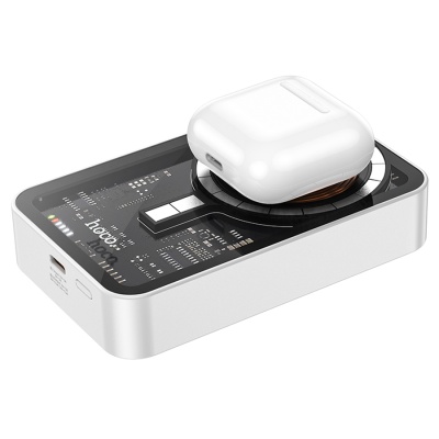 Портативный аккумулятор HOCO Q10A Transparent discovery, с беспроводной зарядкой, 2A, 10000 мА⋅ч, белый