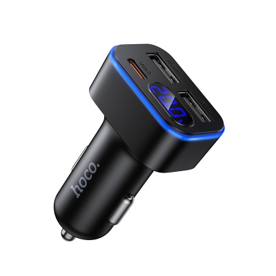Автомобильное зарядное устройство HOCO Z63A Barry, 2xUSB + 1xUSB-C, 2.4A, 42W, черный