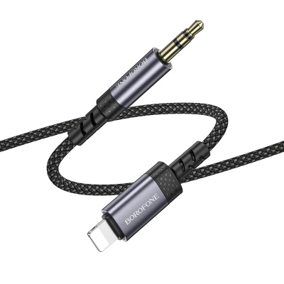 Аудиокабель BOROFONE BL24 Graceful AUX Jack 3,5 (m) - Lightning (m), 1 м, серый металлик