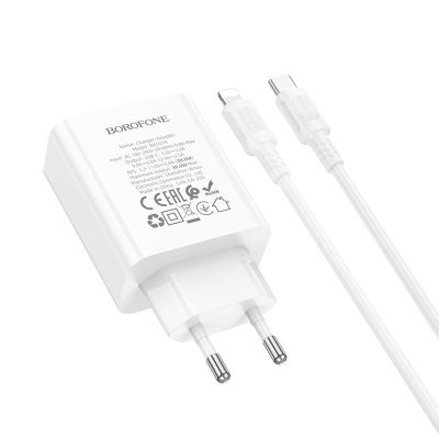 Сетевое зарядное устройство BOROFONE BA107A Stellar 1xUSB-C с Кабелем Type-C - Lightning, 30W, белый