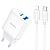 Сетевое зарядное устройство HOCO C105A Stage 1xUSB + 1xUSB-C с Кабелем Type-C - Lightning, 3A, 20W, белый