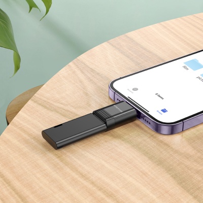 Переходник/Адаптер BOROFONE BV18 Lightning (m) - USB2.0 (f), черный