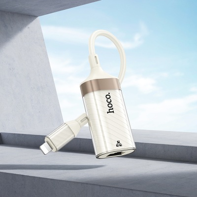 Переходник/Адаптер HOCO UA41A Crystal Lightning (m) - RJ45 (f), 15 см, белый