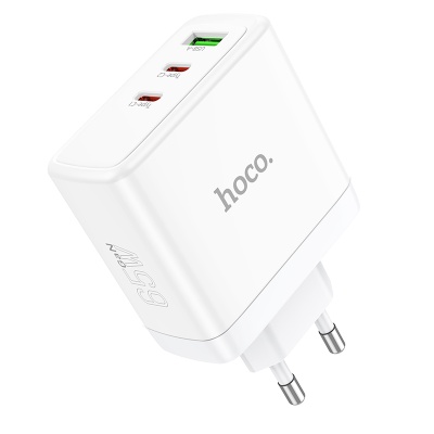 Сетевое зарядное устройство HOCO N30 Glory 1xUSB + 2xUSB-C, 65W, белый