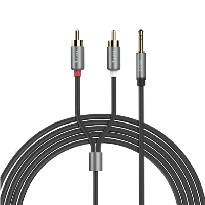 Аудиокабель HOCO UPA10 double lotus AUX Jack 3,5 (m) - RCA (m), 1.5 м, серый металлик