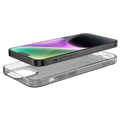 Чехол HOCO TPU Light Series для iPhone 14 Plus 6.7", темно-прозрачный
