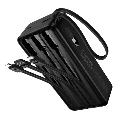 Портативный аккумулятор HOCO J156B Founder, встроенный кабель Lightning + Type-C + MircoUSB, 22.5W, 30000 мА⋅ч, черный