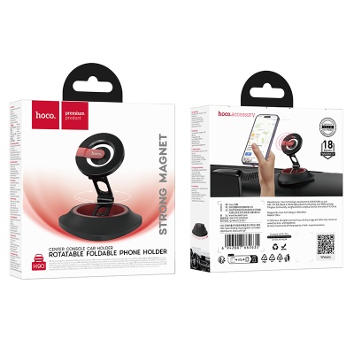 Автомобильный держатель HOCO H90 Tower, магнитный, на приборную панель, черный+красный