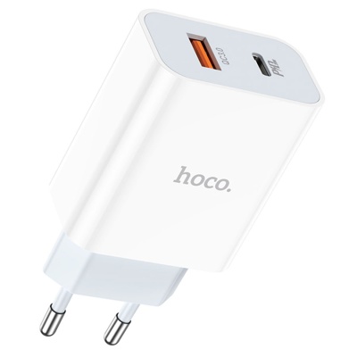 Сетевое зарядное устройство HOCO C97A 1xUSB + 1xUSB-C, 3.0A, 20W, белый
