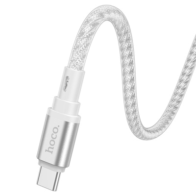 Кабель USB-C HOCO X98 Crystal ice Type-C - Type-C, 3A, 60W, 1 м, серебристый