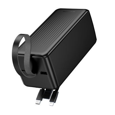 Портативный аккумулятор BOROFONE BJ79C Clever, встроенный кабель Lightning + Type-C, 50000 мА⋅ч, черный