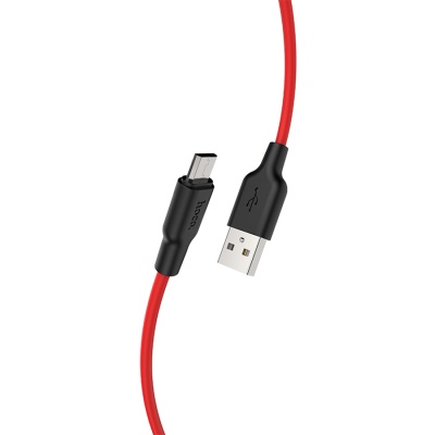 Кабель USB HOCO X21 Plus Silicone USB - MicroUSB, 2.4А, 2 м, красный+черный