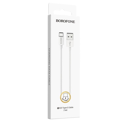 Кабель USB BOROFONE BX22 Bloom USB - Type-C, 3A, 1 м, белый
