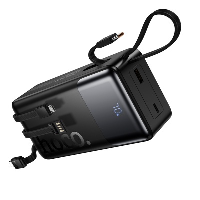 Портативный аккумулятор HOCO J156B Founder, встроенный кабель Lightning + Type-C + MircoUSB, 22.5W, 30000 мА⋅ч, черный