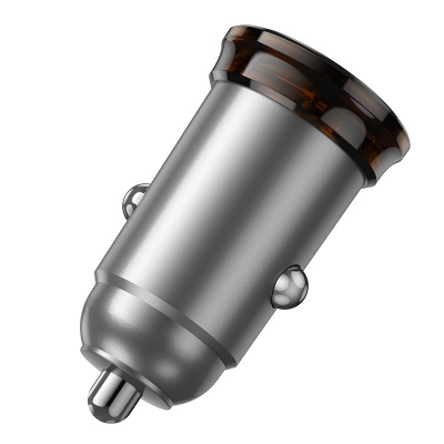 Автомобильное зарядное устройство HOCO NZ16B Rigorous, 2xUSB-C, 45W, серый металлик