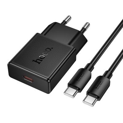 Сетевое зарядное устройство HOCO N72 Speed 1xUSB-C с Кабелем Type-C - Type-C, 20W, черный