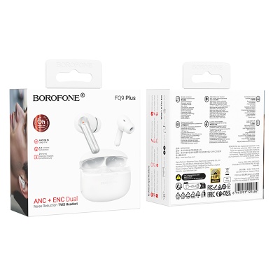 Беспроводные наушники TWS BOROFONE FQ9 Plus Peaceful, Bluetooth 5.4, белый
