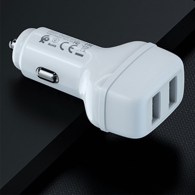 Автомобильное зарядное устройство HOCO Z36 Leader, 2xUSB с Кабелем USB - Lightning, 2.4A, белый