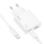 Сетевое зарядное устройство HOCO C142A Direct 1xUSB + 1xUSB-C с Кабелем Type-C - Type-C, 3A, 20W, белый