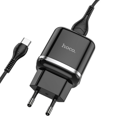 Сетевое зарядное устройство HOCO N3 Special 1xUSB с Кабелем USB - Type-C, 3A, 18W, черный