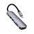 USB HUB разветвитель HOCO HB28 6 в 1 Type-C (m) - USB3.0 + USB2.0 + Type-C PD + HDMI + SD/TF, 14 см, серый металлик