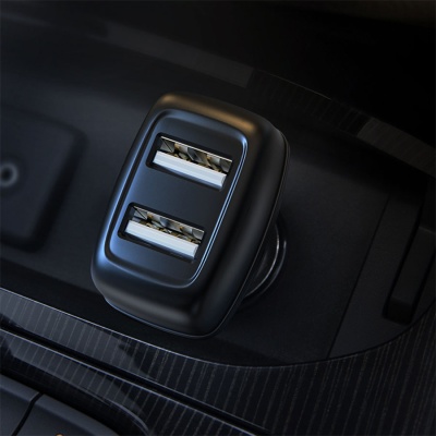 Автомобильное зарядное устройство HOCO Z36 Leader, 2xUSB с Кабелем USB - Type-C, 2.4A, черный