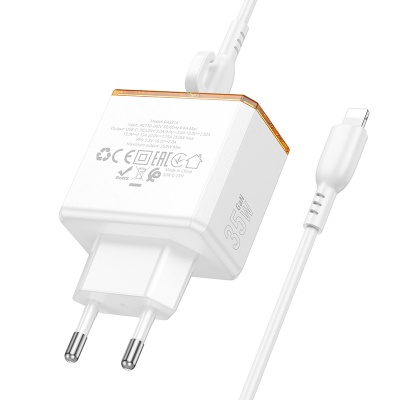 Сетевое зарядное устройство BOROFONE BAS31A Treasure 1xUSB-C с Кабелем Type-C - Lightning, 35W, белый