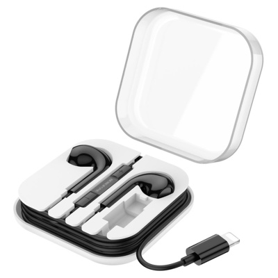 Проводные наушники BOROFONE BM85 Max Native, Lightning, 1.2 м, черный