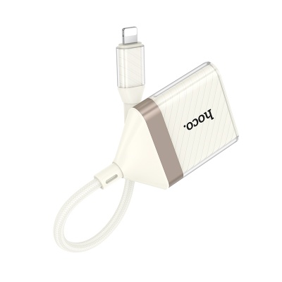 Переходник/Адаптер HOCO UA40 Card reader Lightning (m) - TF/SD, 14 см, белый