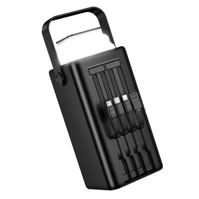 Портативный аккумулятор BOROFONE BJ65B High, встроенный кабель Lightning + Type-C + MircoUSB, 22.5W, 80000 мА⋅ч, черный