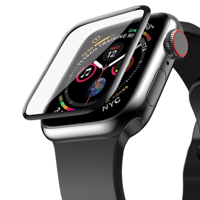 Защитное стекло HOCO Tempered Glass для Apple Watch 4, Full Glue 3D, 44mm, прозрачный+черная рамка