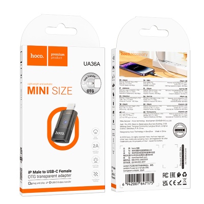 Переходник/Адаптер HOCO UA36A Lightning (m) - Type-C (f), черный