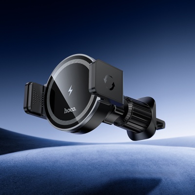 Автомобильный держатель HOCO HW35 Power, магнитный с беспроводной зарядкой, 15W, на воздуховод, черный