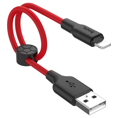 Кабель USB HOCO X21 Plus Silicone USB - Lightning, 2.4А, 25 см, красный+черный