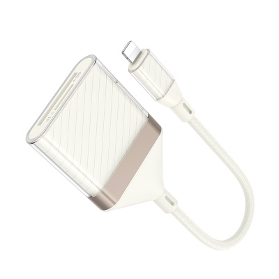 Переходник/Адаптер HOCO UA40 Card reader Lightning (m) - TF/SD, 14 см, белый