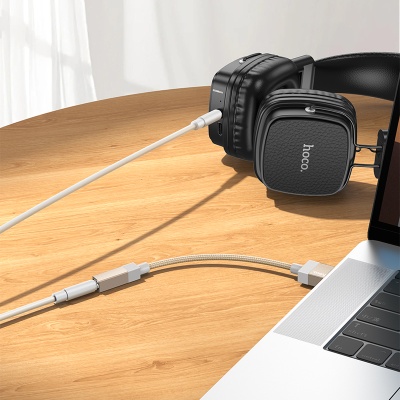 Переходник/Адаптер HOCO UPA32D Clever USB (m) - Jack 3,5 (f), 15 см, золотой