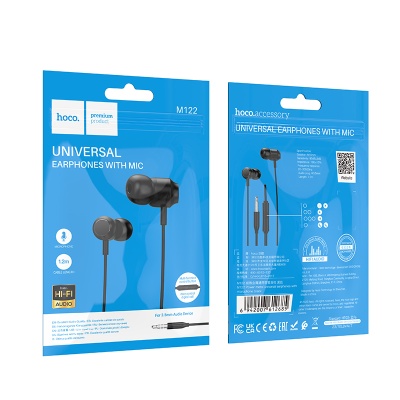 Проводные наушники HOCO M122 Power, Jack 3.5mm, 1.2 м, черный