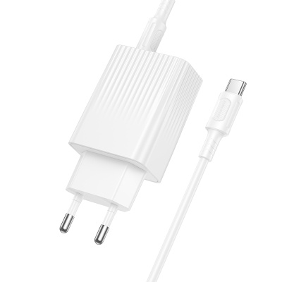 Сетевое зарядное устройство BOROFONE BAS74A Source 1xUSB + 1xUSB-C с Кабелем Type-C - Type-C, 3A, 20W, белый