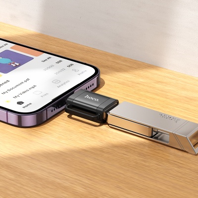 Переходник/Адаптер HOCO UA31A Lightning (m) - USB (f), черный