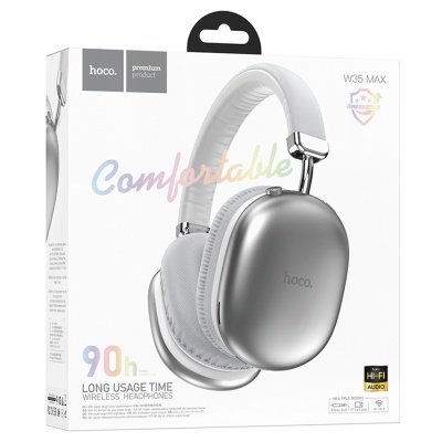 Беспроводные наушники накладные HOCO W35 Max Joy, Bluetooth, серебристый