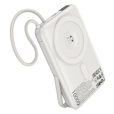 Портативный аккумулятор HOCO Q43 Clever, с беспроводной зарядкой, 20W, 10000 мА⋅ч, серебристый