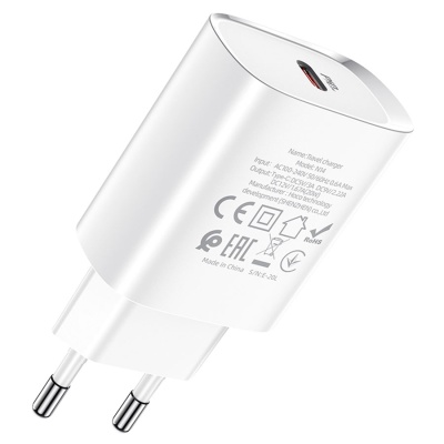 Сетевое зарядное устройство HOCO N14 Smart 1xUSB-C, 3.0A, 20W, белый
