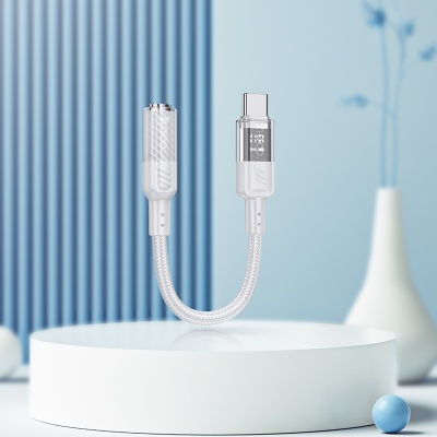 Переходник/Адаптер HOCO LS37 Spirit Type-C (m) - Jack 3,5 (f), 15 см, серый