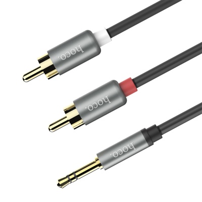 Аудиокабель HOCO UPA10 double lotus AUX Jack 3,5 (m) - RCA (m), 1.5 м, серый металлик