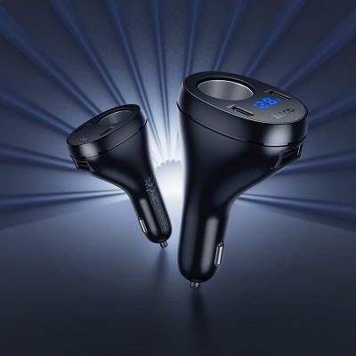 Автомобильное зарядное устройство HOCO Z61 Correct, 1xUSB + 2xUSB-C + 1 прикуриватель, 3.4A, 17W, черный