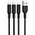 Кабель USB HOCO X25 Soarer 3 в 1 USB - Type-C + Lightning + MicroUSB, 2А, 1 м, черный